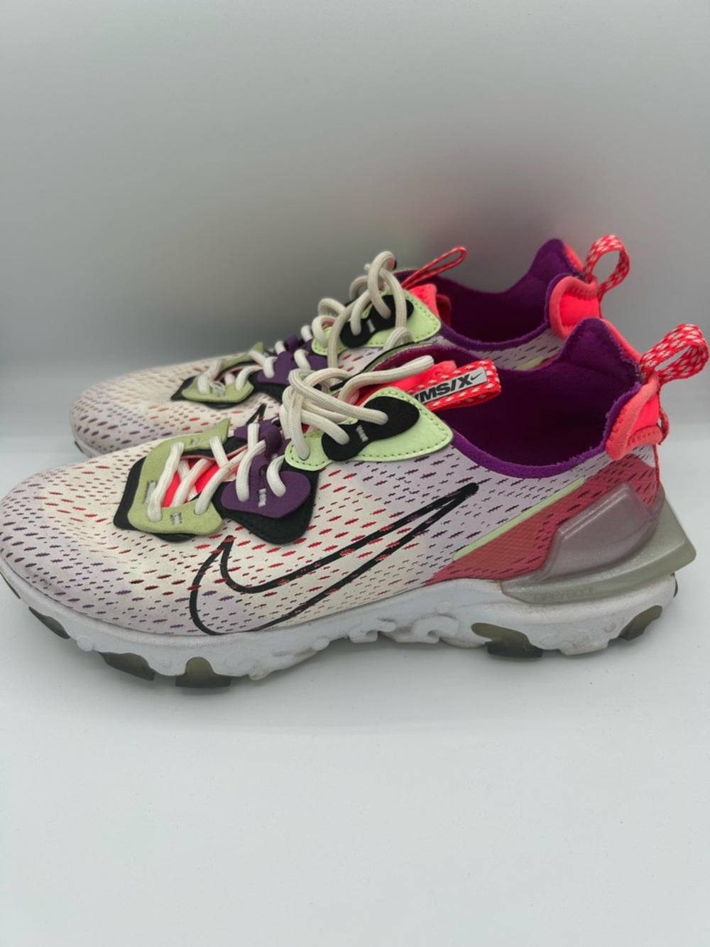 Men Nike White Pink Purple Lime Accent React Element Sneakers